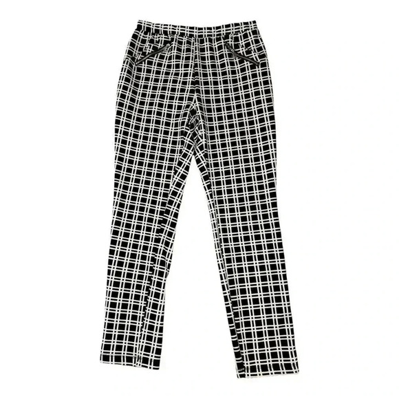 Adrienne Vittadini Women's Medium Black & White Plaid‎ Ankle Pants Casual - Picture 1 of 7